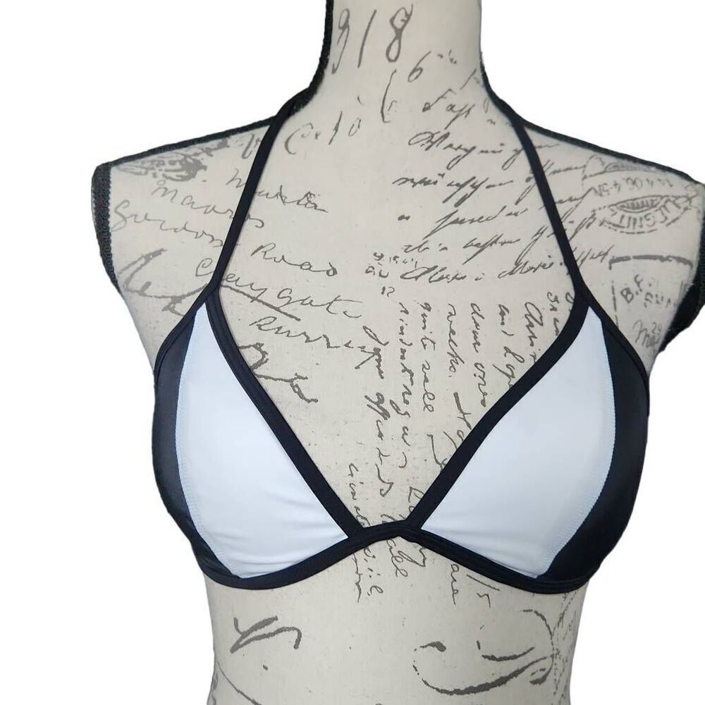 Victoria's Secret Pink Women's Size Medium Black White Triangle Bikini Top